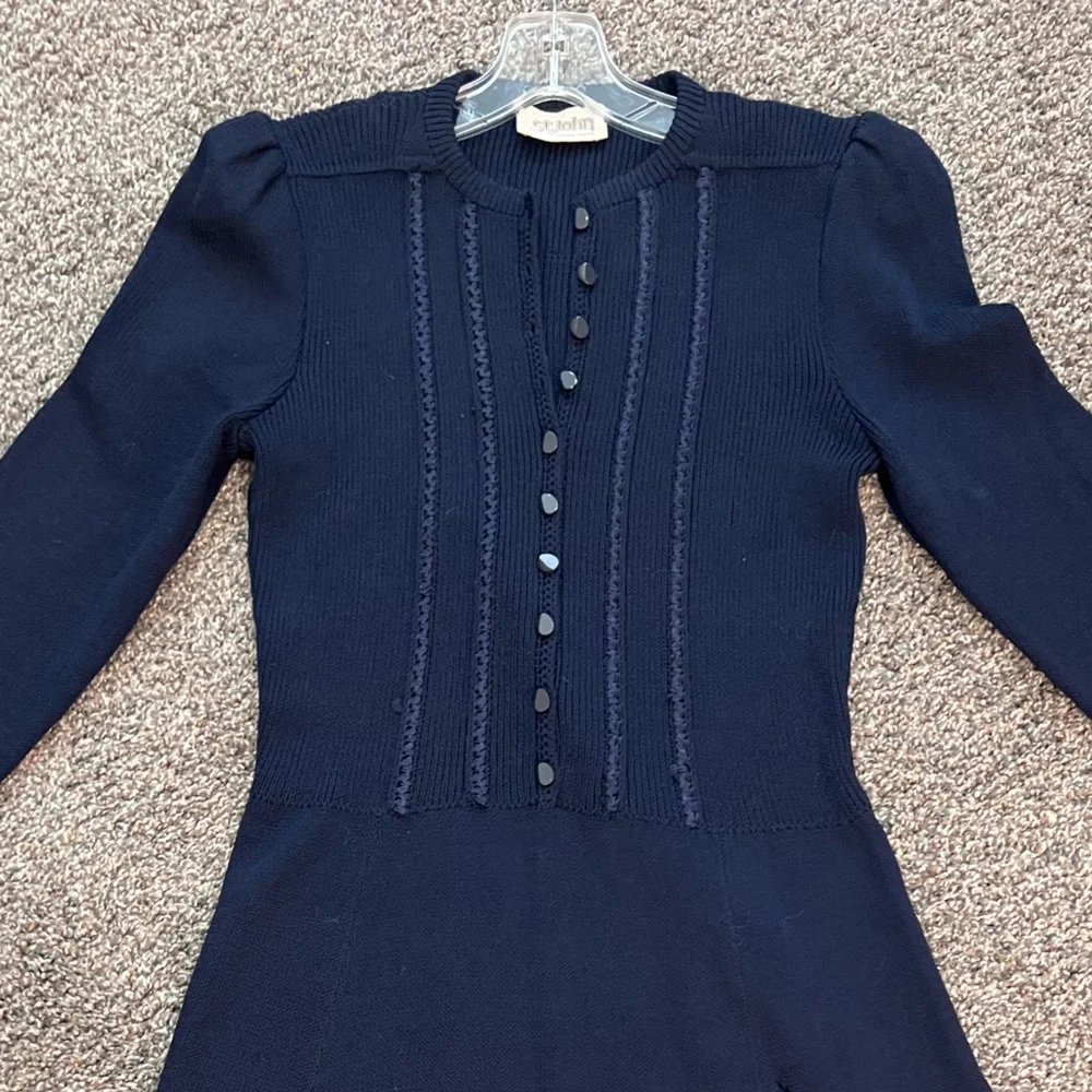St. John by Marie Gray Vintage Navy Blue Wool Dark academia dress M_5